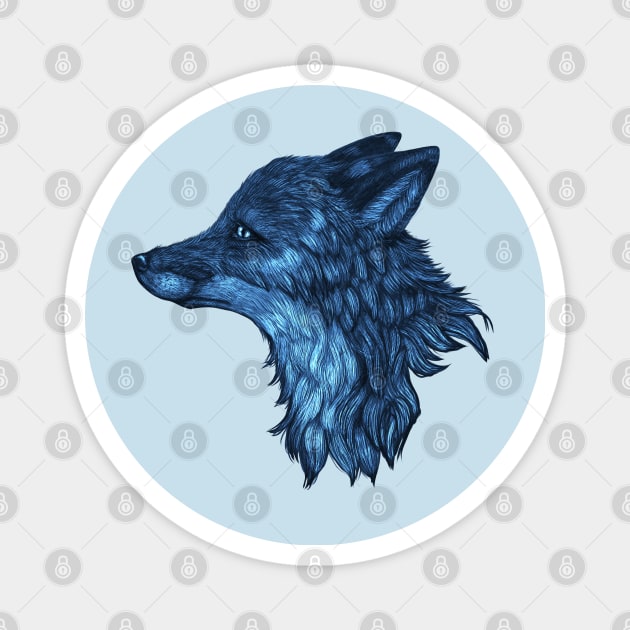 Blue Fox Magnet by theaberranteye